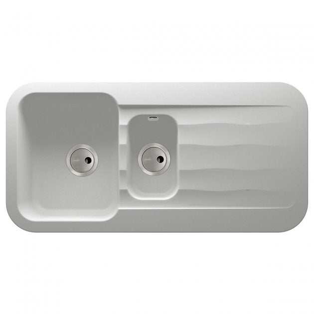 Abode Dune 1.5 Bowl frost white granite kitchen sink with reversible drainer and 1000mm length