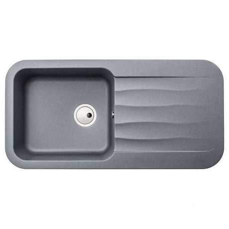 Abode Dune 1.0 Bowl grey metallic granite kitchen sink with reversible drainer and 1000mm by 500mm dimensions