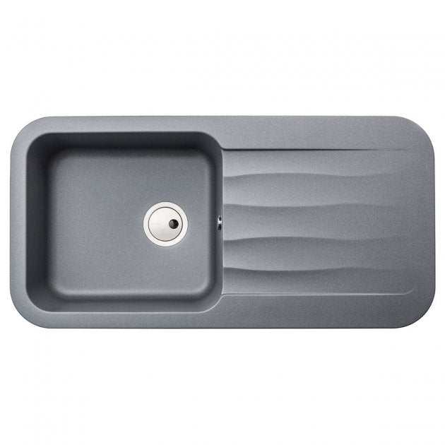 Abode Dune 1.0 Bowl Grey Metallic Granite Kitchen Sink With Reversible Drainer 1000mm Length x 500mm Wide - AW3144 - TAP 'N' SHOWER