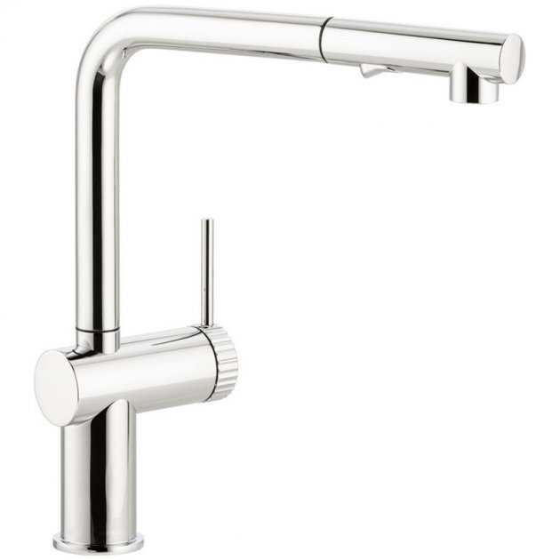 Abode Fraction Pull Out chrome kitchen sink mixer tap with single lever and modern design