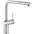 Abode Fraction Pull Out brushed nickel kitchen sink mixer tap with single lever handle