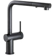 Abode Fraction Pull Out matt black kitchen sink mixer tap with single lever and durable modern design