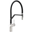Abode Fraction Semi Professional brushed nickel pull-out kitchen sink mixer tap with spray and flexible black hose