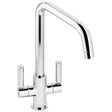 Abode Globe Quad Chrome monobloc kitchen sink mixer tap with dual handles and modern chrome finish