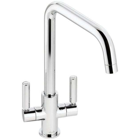 Abode Globe Quad Chrome monobloc kitchen sink mixer tap with dual handles and modern chrome finish