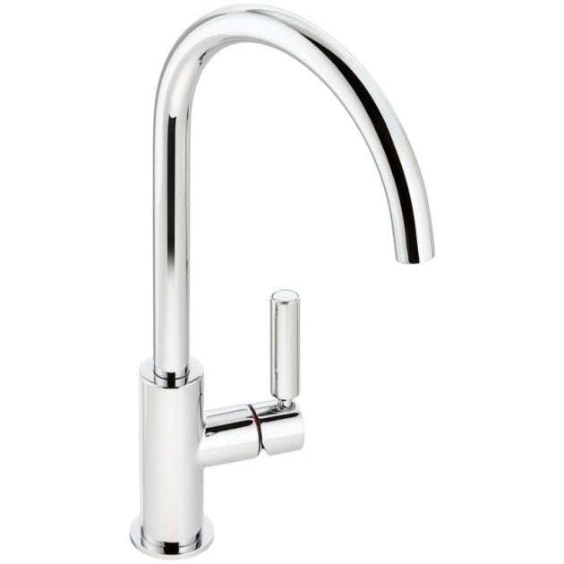 Abode Globe Chrome kitchen sink mixer tap with single lever and modern chrome finish