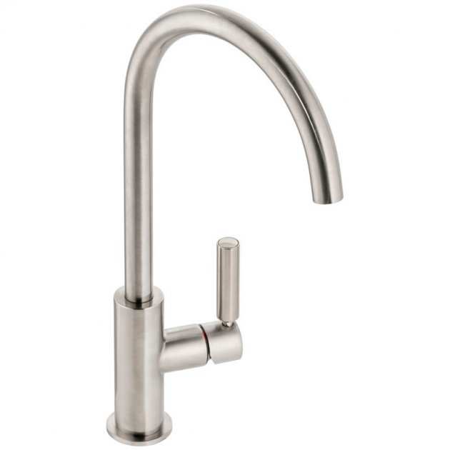 Abode Globe Kitchen brushed nickel sink mixer tap with single lever and curved spout