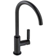Abode Globe Kitchen matt black sink mixer tap with single lever and curved spout