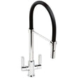 Abode Globe Professional pull out chrome kitchen sink mixer tap with dual handles and flexible black spout