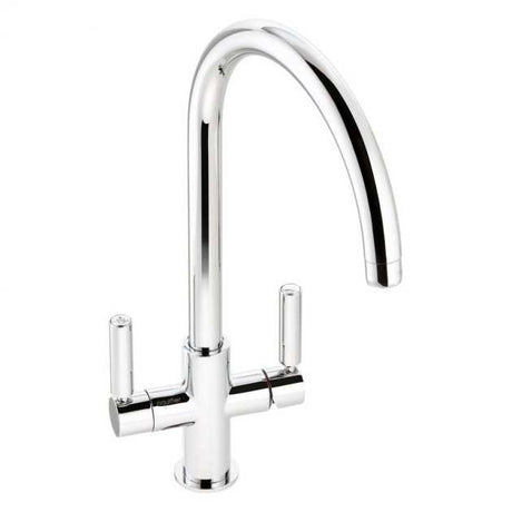Abode Globe Aquifier chrome kitchen sink mixer tap with dual handles and curved spout