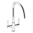 Abode Globe Aquifier chrome kitchen sink mixer tap with dual handles and curved spout