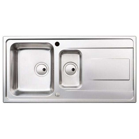 Abode Ixis 1.5 bowl stainless steel inset kitchen sink 1000mm x 500mm with modern durable design