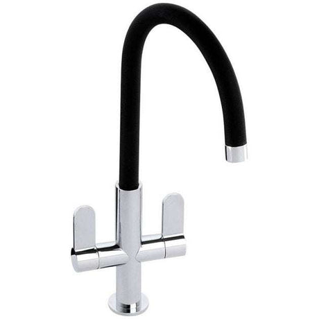 Abode Linear Nero Monobloc chrome and black kitchen sink mixer tap with dual lever controls