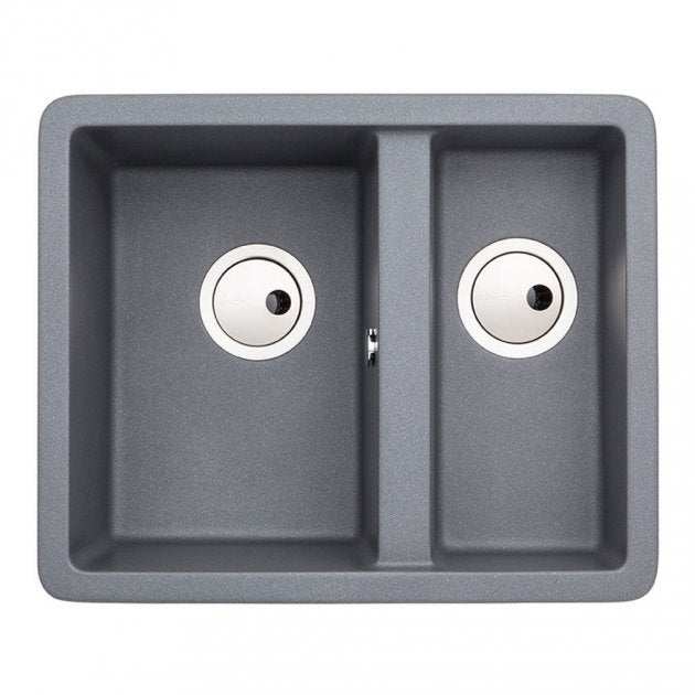 Abode Matrix SQ GR15 1.5 bowl granite grey metallic inset kitchen sink with 560mm length and 460mm width