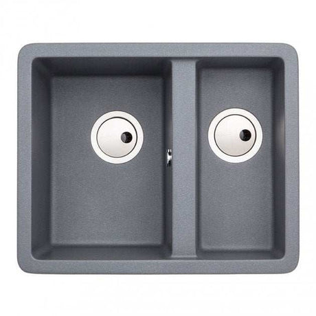 Abode Matrix SQ GR15 1.5 bowl granite grey metallic inset kitchen sink with 560mm length and 460mm width