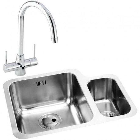 Abode Matrix 1.5 LH Bowl stainless steel kitchen sink with Nexa sink tap, 572mm x 450mm, modern durable design