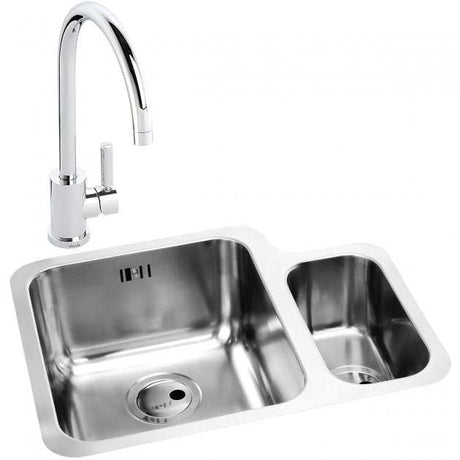 Abode Matrix 1.5 LH Bowl stainless steel kitchen sink with Atlas mixer tap, 572mm x 450mm, modern durable design