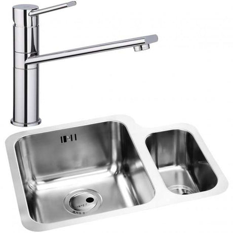 Abode Matrix 1.5 LH Bowl stainless steel kitchen sink with dual bowl and chrome Specto sink tap