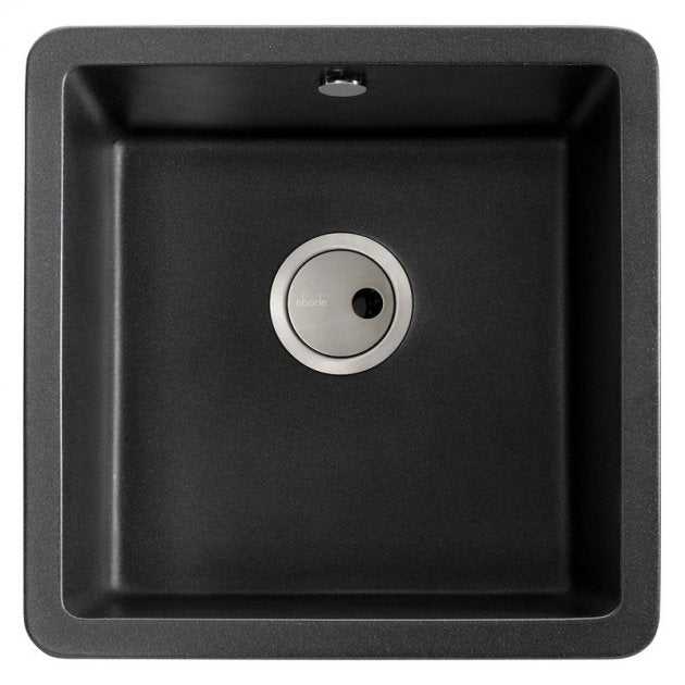 Abode Matrix SQ GR15 black metallic granite inset 1.0 bowl kitchen sink 460mm x 460mm