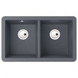 Abode Matrix SQ GR15 grey metallic granite 2 bowl undermount kitchen sink 758x460mm