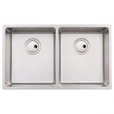 Abode Matrix R15 stainless steel double bowl undermount kitchen sink 740mm x 440mm