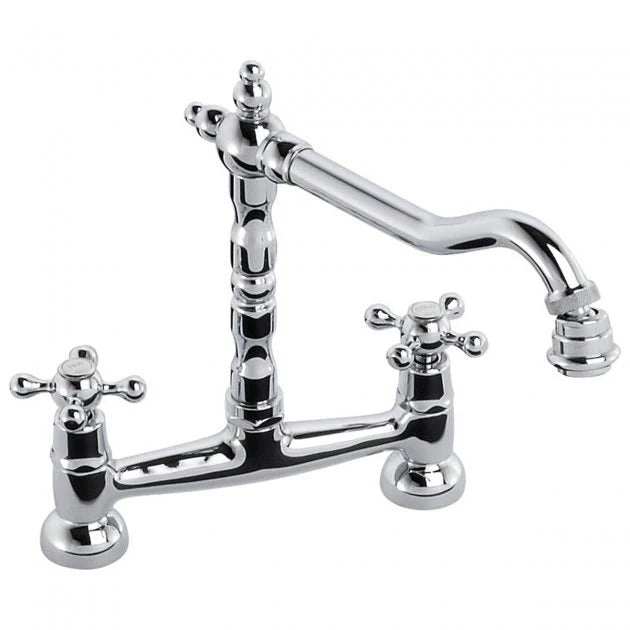 Abode Melford Traditional Bridge dual handle chrome kitchen sink mixer tap