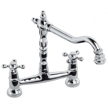 Abode Melford Traditional Bridge dual handle chrome kitchen sink mixer tap
