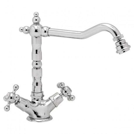 Abode Melford Monobloc chrome dual handle kitchen mixer tap with vintage design