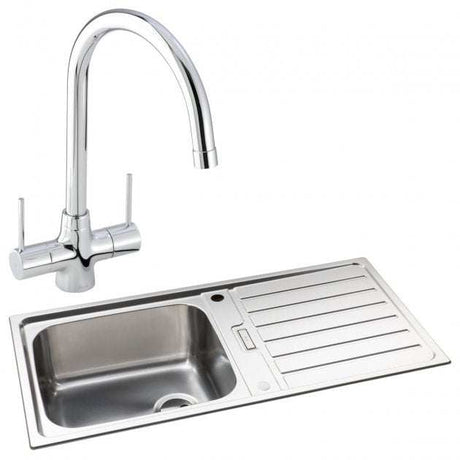 Abode Neron 1.0 Bowl stainless steel inset kitchen sink with Nexa tap, 1000mm x 500mm, modern durable design