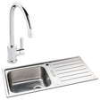 Abode Neron 1.0 Bowl stainless steel inset kitchen sink with Atlas sink tap and drainer tray