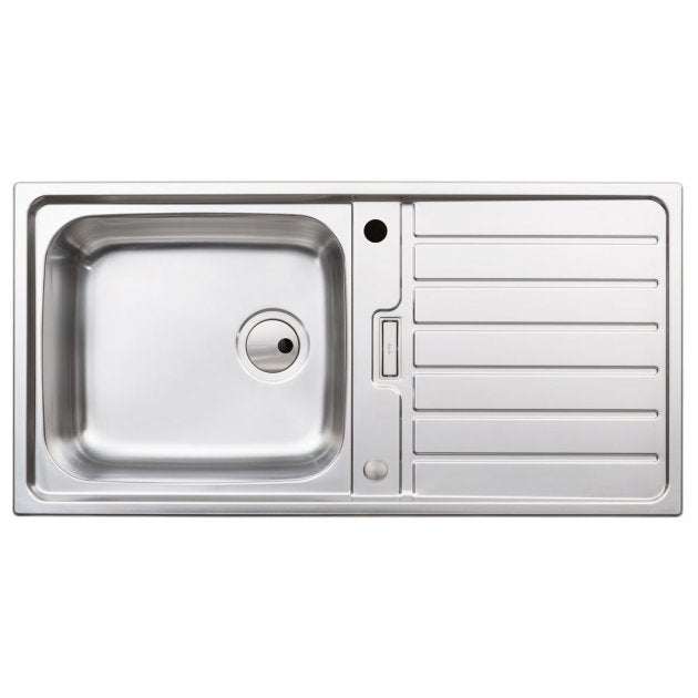 Abode Neron 1.0 Bowl stainless steel inset kitchen sink with drainer, 1000mm x 500mm