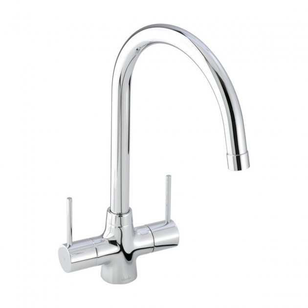 Abode Nexa Monobloc chrome dual lever kitchen sink mixer tap with high-quality finish