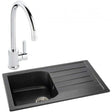 Abode Oriel 1.0 bowl black granite inset kitchen sink with chrome Atlas mixer tap