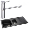 Abode Oriel 1.5 Bowl black granite inset kitchen sink with chrome Specto sink tap
