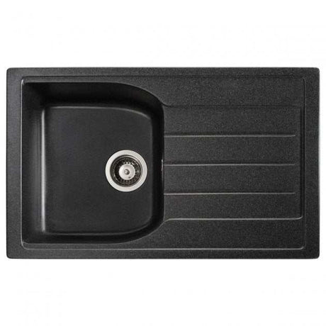Abode Oriel 1.0 Bowl black granite inset kitchen sink 780mm x 480mm with drainer board