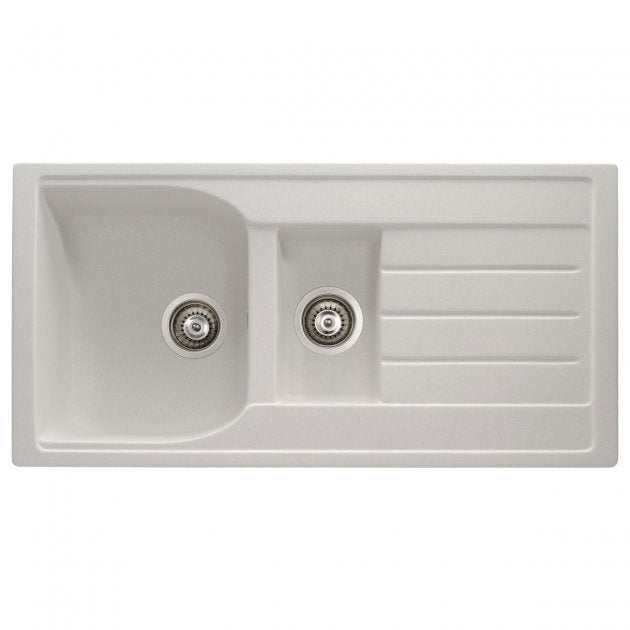 Abode Oriel 1.5 Bowl Frost White Granite Inset Kitchen Sink 950mm x 480mm durable design