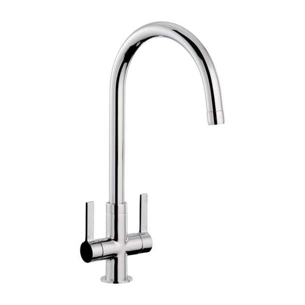 Abode Pico Monobloc chrome dual lever kitchen sink mixer tap with high-arc spout and solid brass construction