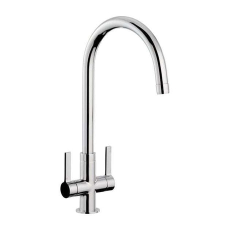 Abode Pico Monobloc chrome dual lever kitchen sink mixer tap with high-arc spout and solid brass construction