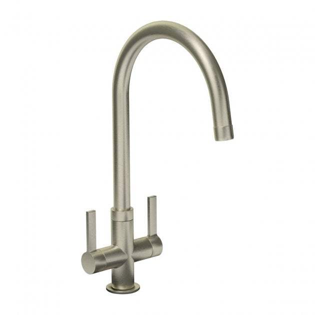 Abode Pico Monobloc brushed nickel dual lever kitchen sink mixer tap
