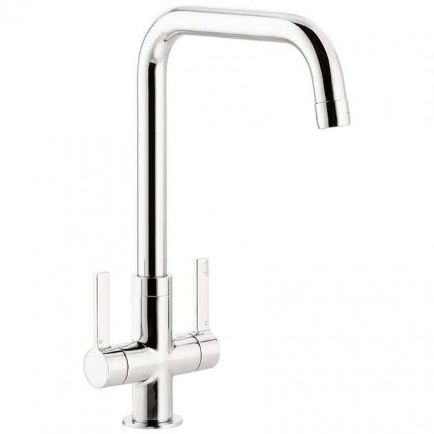 Abode Pico Quad Monobloc chrome kitchen sink mixer tap with dual lever handles and modern design