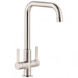 Abode Pico Quad brushed nickel kitchen sink mixer tap with dual lever handles and modern durable design
