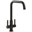 Abode Pico Quad Monobloc matt black kitchen sink mixer tap with dual lever handles and modern design