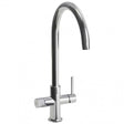 Abode Puria Aquifier chrome kitchen sink mixer tap with sleek curved spout and dual lever design