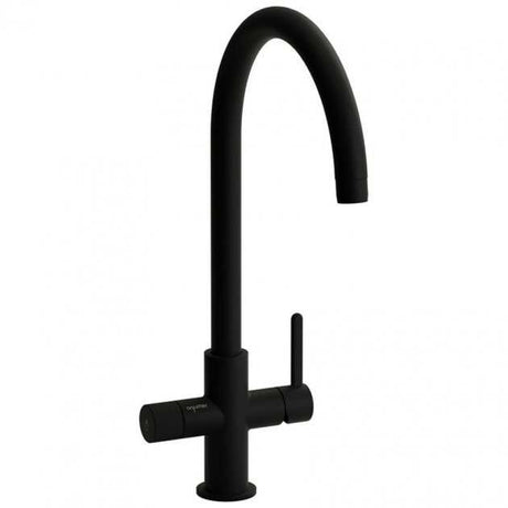 Abode Puria Aquifier matt black kitchen sink mixer tap with single lever design