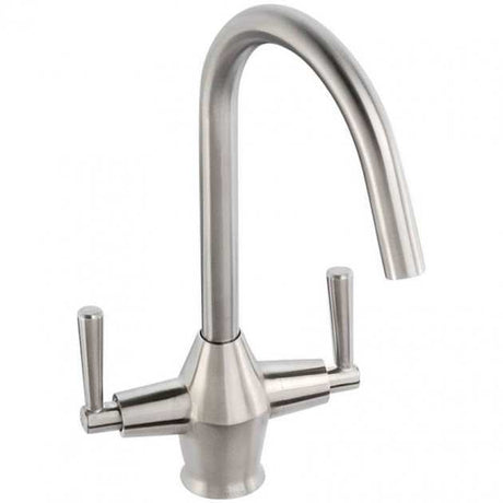 Abode Taura Monobloc stainless steel kitchen sink mixer tap with dual handles and modern sleek design