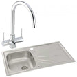 Abode Trydent 1.0 Bowl stainless steel inset kitchen sink with Nexa chrome mixer tap and drainer board.