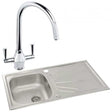 Abode Trydent 1.0 Bowl stainless steel inset kitchen sink with dual-handle Astral sink tap, 860mm by 500mm.