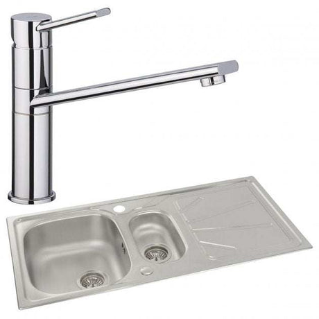 Abode Trydent 1.5 Bowl stainless steel inset kitchen sink with Specto mixer tap and 1000mm by 500mm dimensions