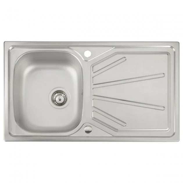 Abode Trydent 1.0 Bowl stainless steel inset kitchen sink 860mm x 500mm with drainage area