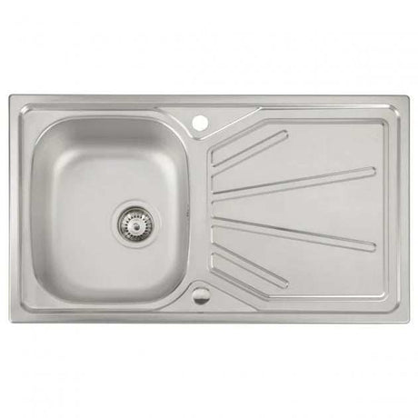 Abode Trydent 1.0 Bowl stainless steel inset kitchen sink 860mm x 500mm with drainage area